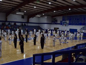 Many students from different schools lined up in a regional tournament